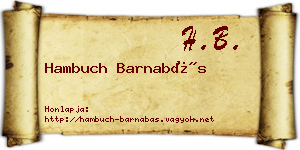 Hambuch Barnabás névjegykártya